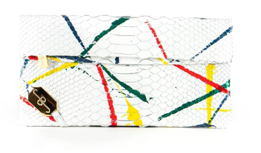 FOLD CLUTCH - PYTHON BRUSHSTROKE