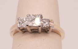 LADIES ESTATE 14K 3 STONE PRINCESS CENTER 0.51CTW F/VS1 GIA 6107108393