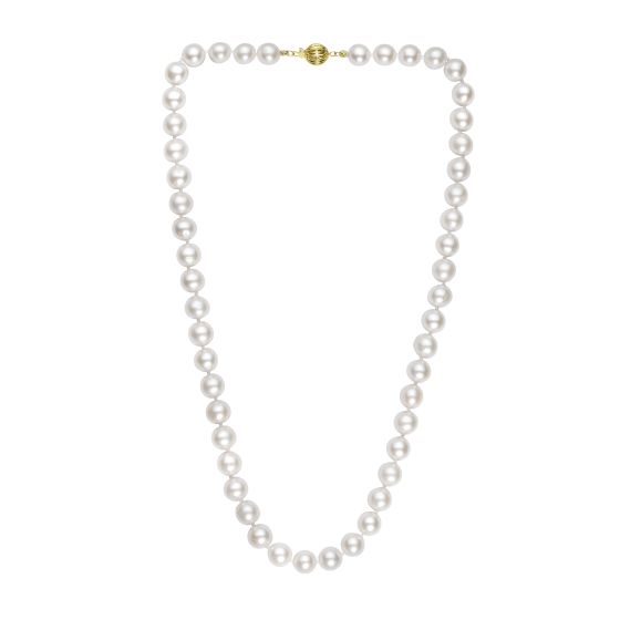 14K YG 8-9MM WHITE FRESH WATER PEARL NECKLACE 18"