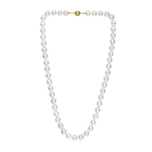 14K YG 8-9MM WHITE FRESH WATER PEARL NECKLACE 18"