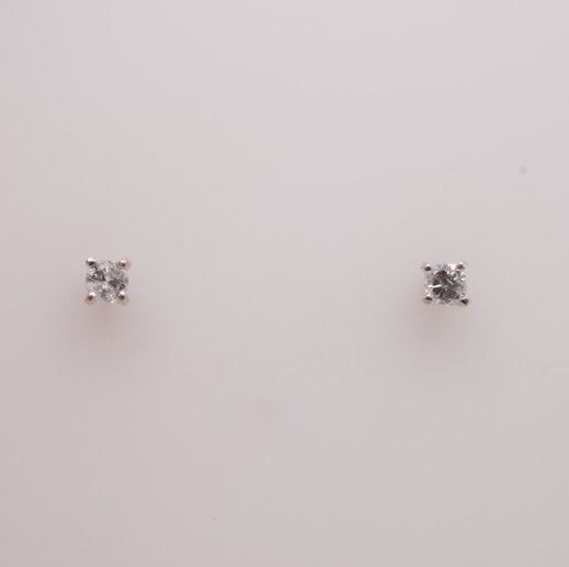 14K WG ROUND DIAMOND STUDS APX 0.20CTW I2/H