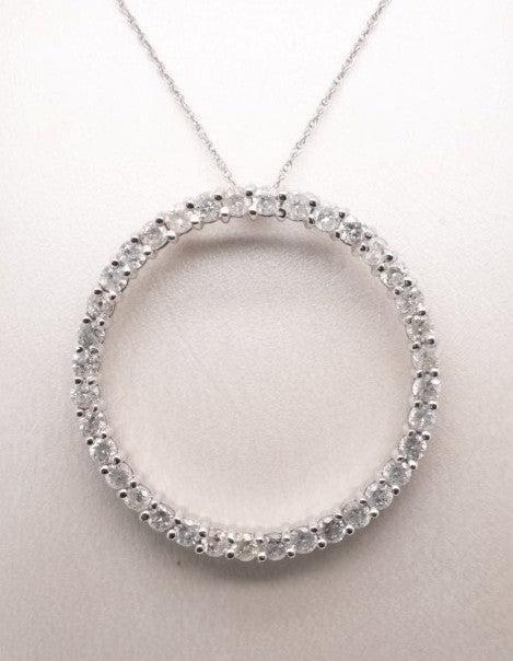 LADIES 14KW DIAMOND O PENDANT