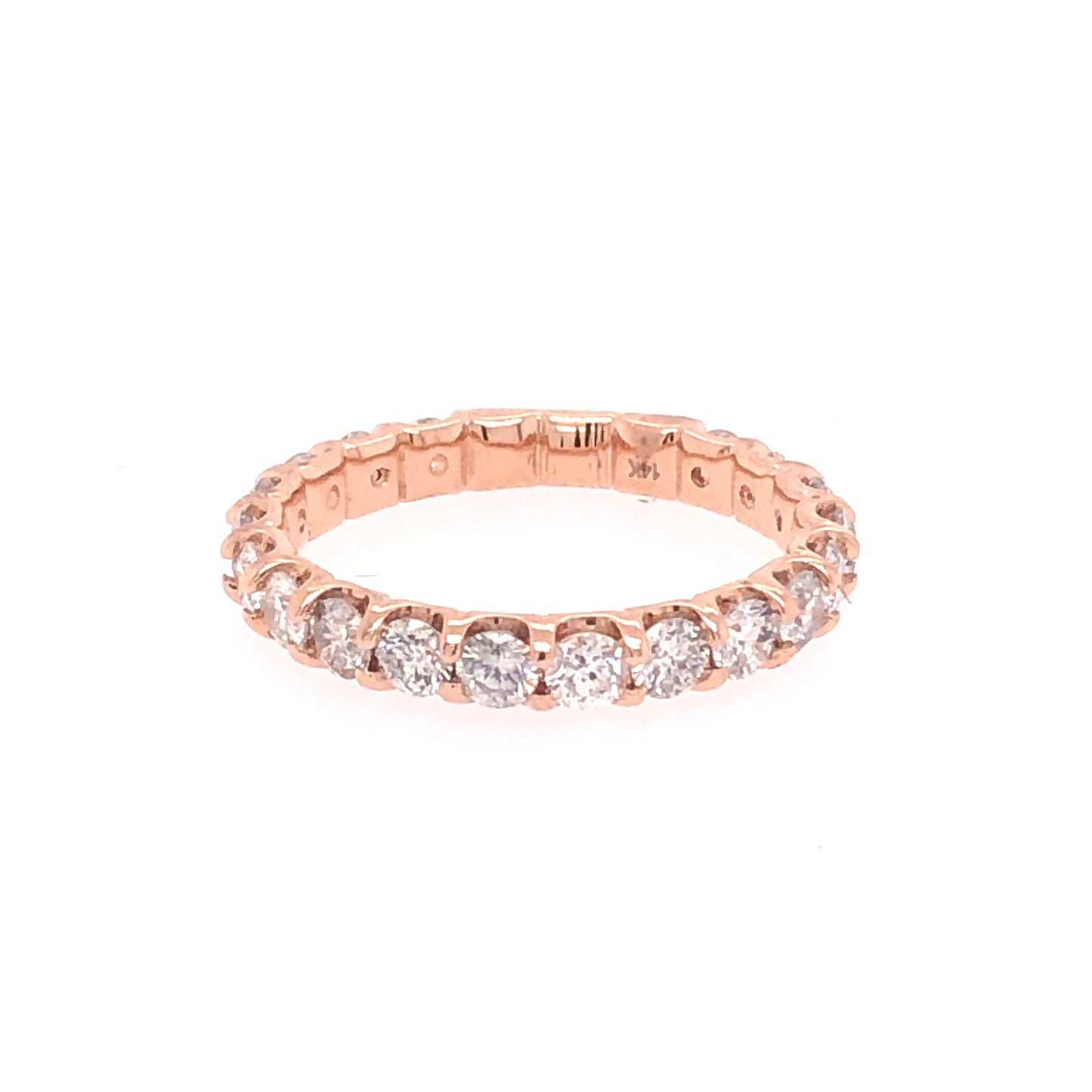 14K RG 2.95 CTW DIAMOND WEDDING BAND RING 15 STONES