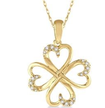 10K YELLOW GOLD HEART PENDANT DIAMONDS 0.10CTW
