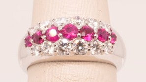 LADIES PLATINUM BAND RUBY 1.02CTW DIAM  0.85CTW