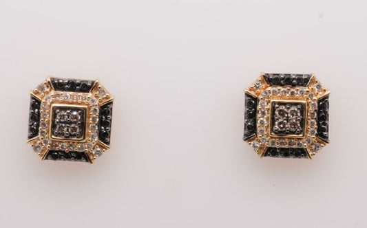 14KY .50 CT BLACK & WHITE DIAMOND SQUARE EARRINGS