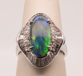 LADIES PLATINUM BLK OPAL 1.78CT 1.13CT DIAMONDS