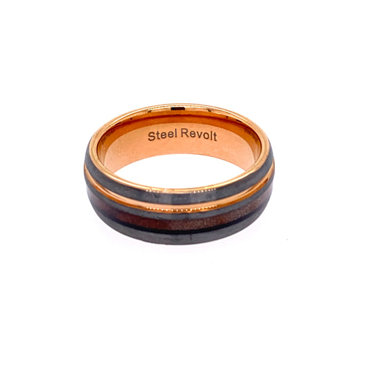 STEELREVOLT TUNGSTEN CARBIDE 8MM WHISKEY BRL RG CTR 9.5
