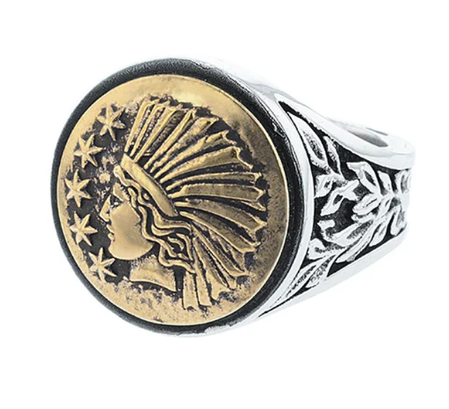 925 KING BABY LIBERTY HEADDRESS SIGNET RING SIZE 11