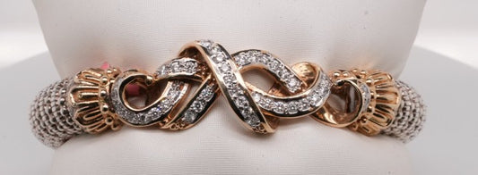 VAHAN 14K YG/SS 0.78 CTW MOIRE BEADING 10 MM BRACELET USA