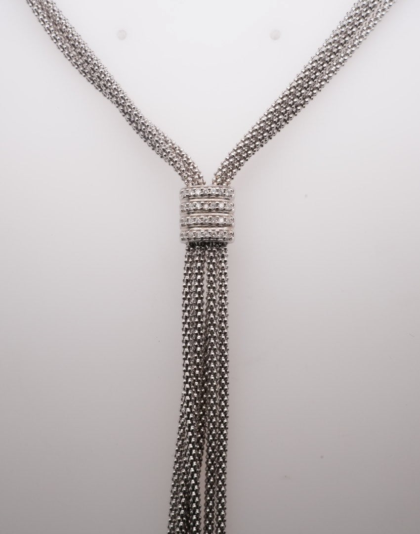 SILVER LARIATWITH DIAMONDS 0.14CTW