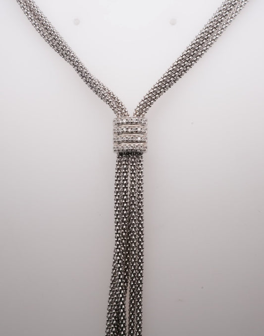 SILVER LARIATWITH DIAMONDS 0.14CTW