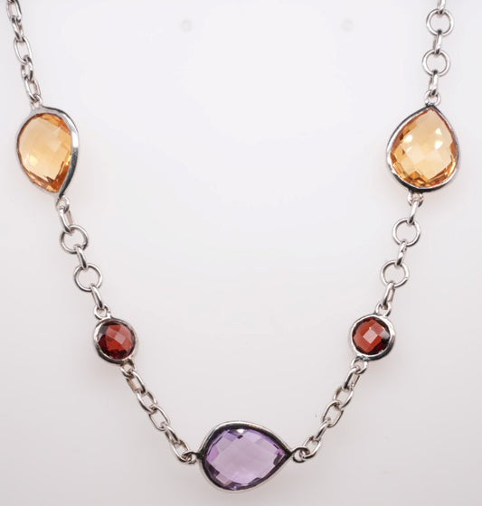 SS 33CTW GEMSTONE NECKLACE