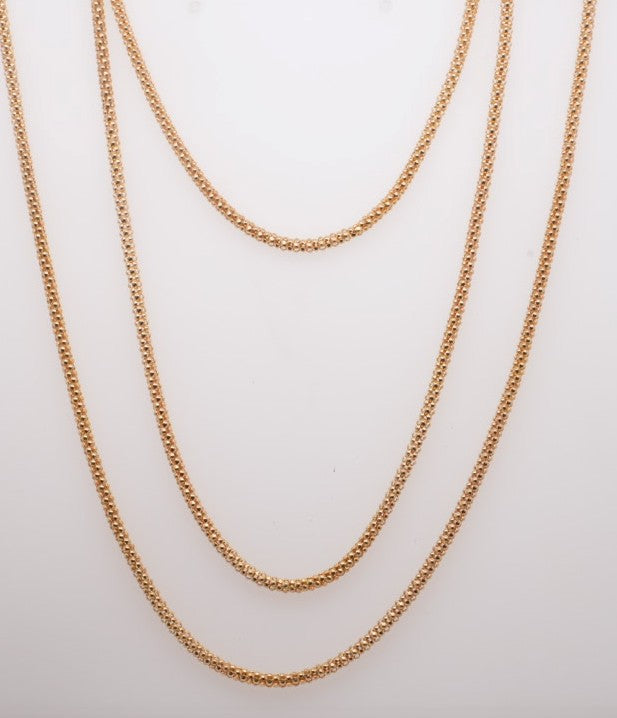 14K YG TRIPPLE STRAIN 18" NECKLACE