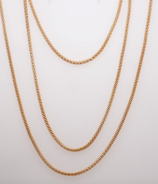 14K YG TRIPPLE STRAIN 18" NECKLACE
