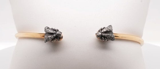 ND GUCCI BEE CUFF YELLOW GOLD WITH SILVER GREY DIAMONDS
