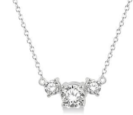 14K WHITE GOLD 3 STONE PENDANT 0.50CTW DIAMONDS