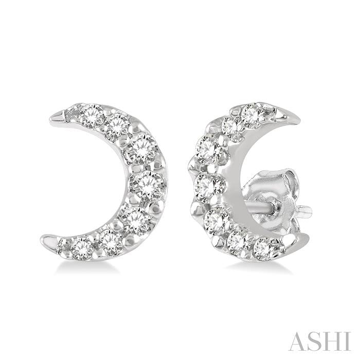 14K WG PETITE CRESCENT EARRINGS 0.08CTW