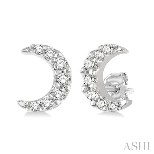 14K WG PETITE CRESCENT EARRINGS 0.08CTW