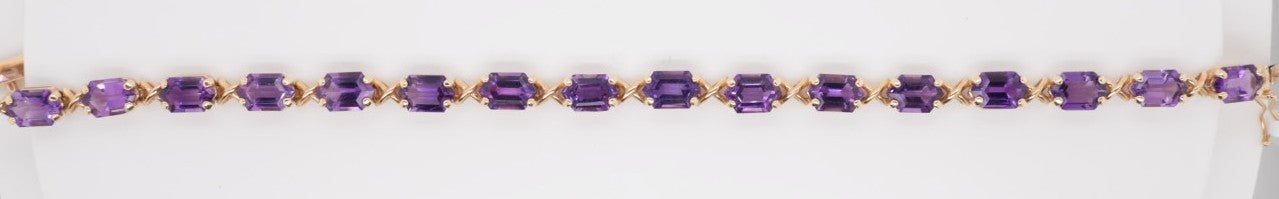14K YG AMYTHEST BRACELET 7.5"
