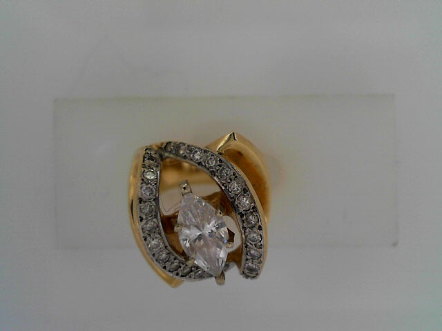 14K YG LADIES ESTATE SEMI APX 0.42CTW - FOR 1 CT MARQUISE CENTER
