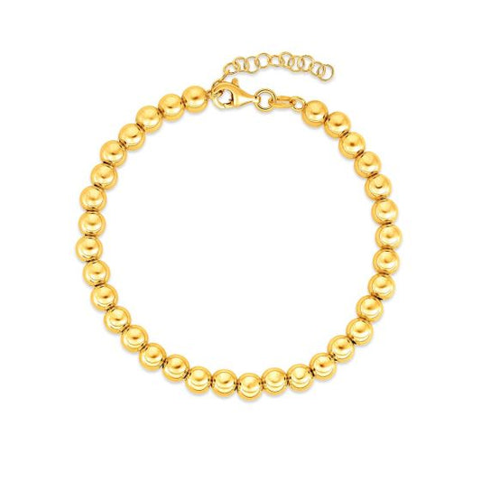 14K YG 5MM BEADED POLISHED BRACELET
