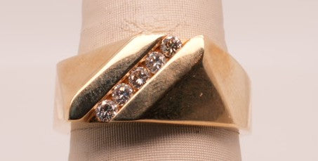 14K YELLOW GOLD MENS RING APX 0.25CTW