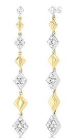 14K TWO TONE KITE DROP EARRINGS DIAMONDS 0.50CTW