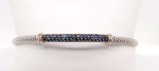 PHILLIP GAVRIEL 18KY SILVER 3MM .77 CT 1.5MM BLUE SAPP. CUFF BANLGE