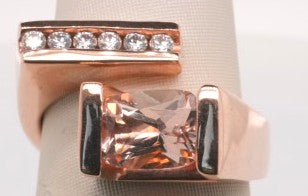 14K RG 2.0 CT MORGANITE .25 CT DIA RING FRANK REUBEL DESIGNS