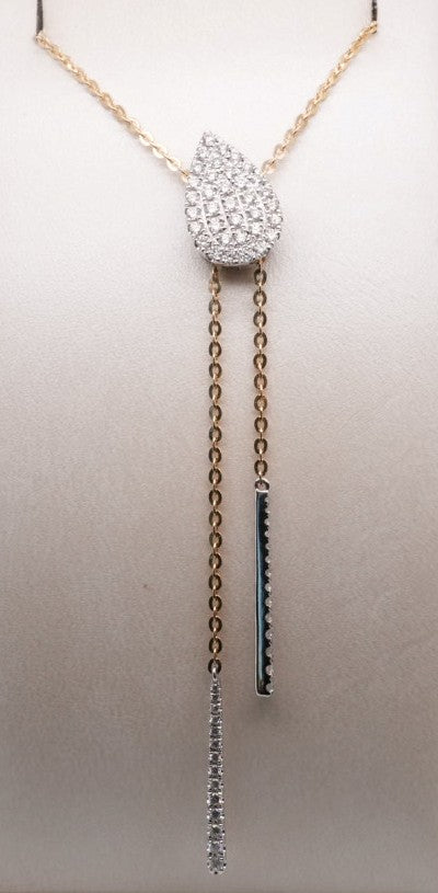 LADIES 14K YG DIAMOND LARIATE STYLE FASHION NECKLACE 0.58CTW