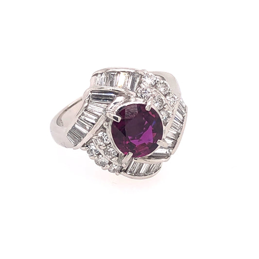 PT900 1.08 CTW DIAMOND 1.20 PINK SAPPHIRE GMST RING