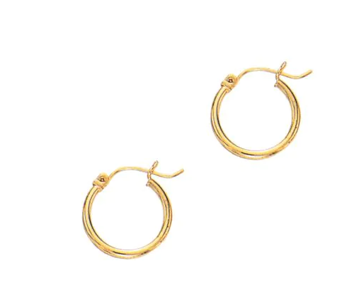14K YG 15MM SHINY TUBE HOOPS