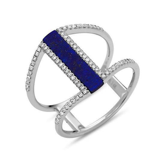 LADIES 14KWG RING D=0.22CTW 1 LAPIS 0.73CTW