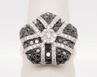 14K WG 1.50 CTW GH, I1-2 BLACK DIAMOND RING