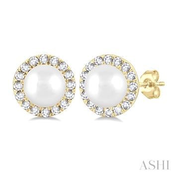 10K WG OVAL HALO AQUA MARINE EARRINGS 0.13CTW