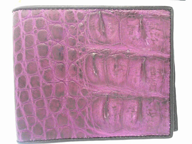 SLIM FOLD WALLET - CROCODILE PURPLE/BLACK