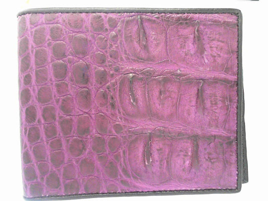 SLIM FOLD WALLET - CROCODILE PURPLE/BLACK