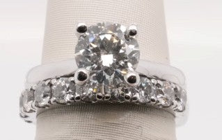14K WG WEDDING SET ROUND SOLITAIRE 1.50CTW H/SI2 GIA 6251137803 WITH 1
