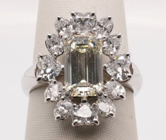 LADIES PLAT EMERALD DIAMOND 2.29CTW VVS1/K 1.78CTW