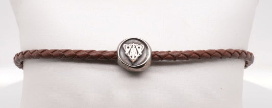 ND GUCCI CREST BROWN LEATHER BRACELET