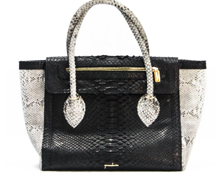 SABRINA HANDBAG - PYTHON- BLACK/WHT