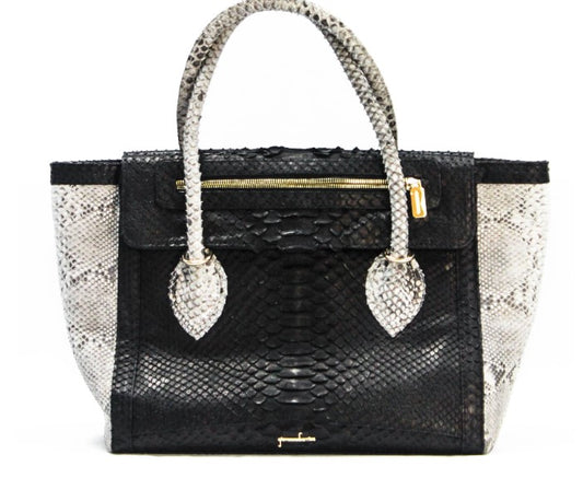 SABRINA HANDBAG - PYTHON- BLACK/WHT