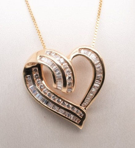 LADIES 14K YG DIAMOND HEART PENDANT 0.99CTW