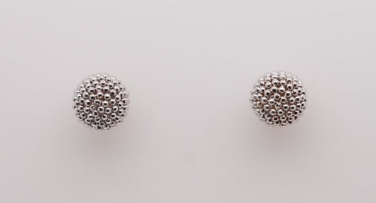 14KW POLISHED BEADED PUSH BACK STUD EARRINGS