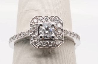 14K WG 0.76 CT WITH 0.33 CT ROUND CENTER SQUARE HALO
