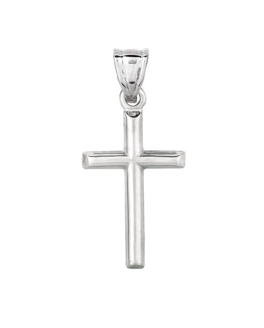 14K WG SMALL SHINY ROUND TUBE CROSS