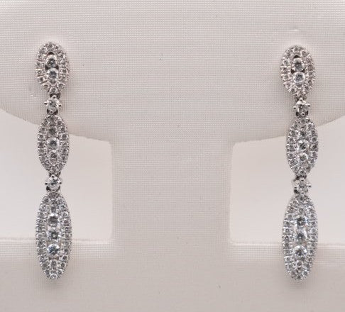 18K WG 1.0 CTW TEARDROP DIAMOND EARRINGS