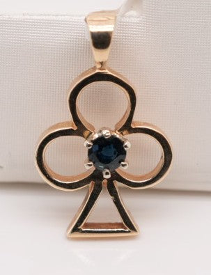 14K YG SPADE CHARM WITH BLUE TOPAZ