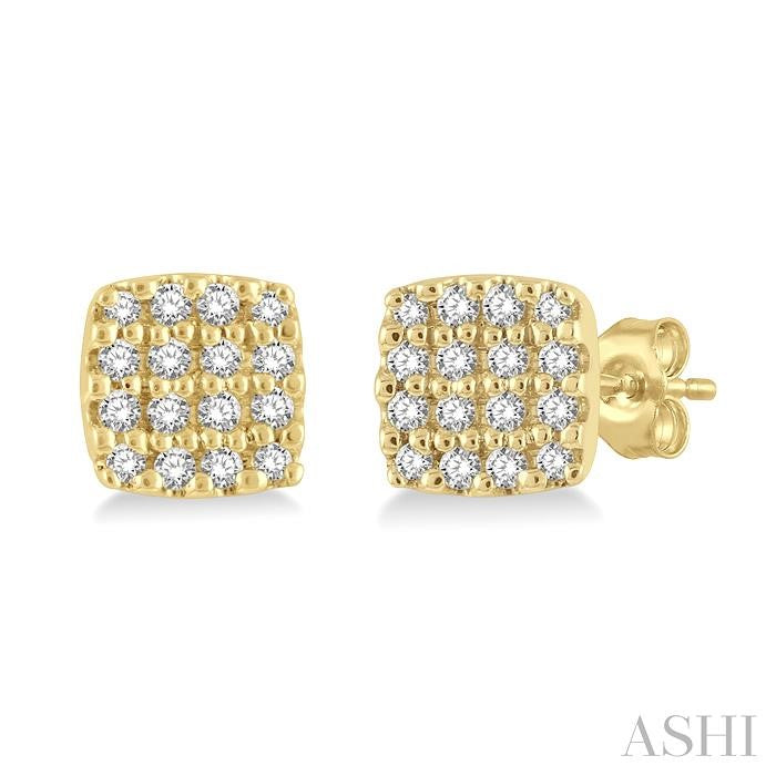 14K YG PETITE CUSHION EARRINGS 0.12CTW